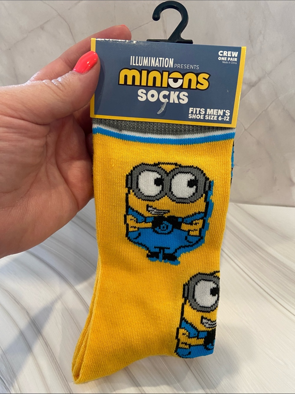 Universal Minions Crew Socks in Yellow and Blue